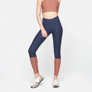 Outdoor Voices navy & camel 3/4 dip dye leggings